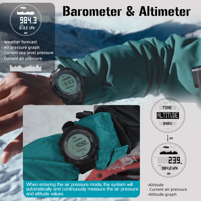 NORTH EDGE APACHE-D Men Free D - огляд і ціна Altimeter Compass Watch