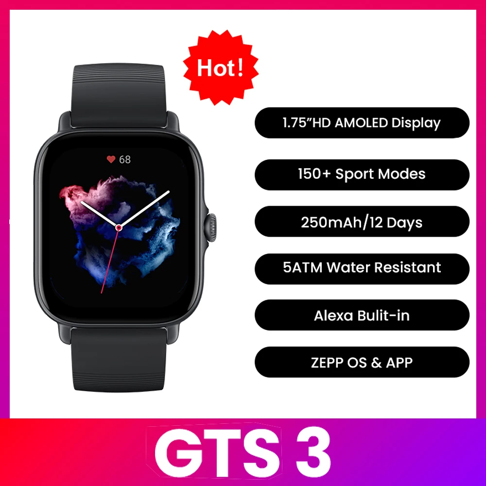 Amazfit GTS 3 Smartwatch  5ATM - огляд і ціна Timex Watches Smartwatch